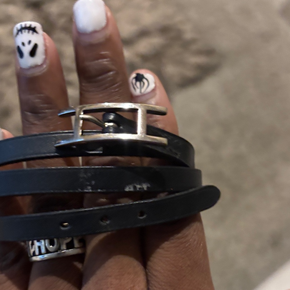 Authentic Hermes Black Leather Wrap Bracelet with Silver Buckle